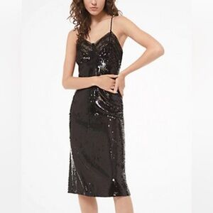 Michael Kors Collection Black Sequin Strapless Dress